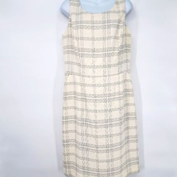 John Meyer Collection Cream Black Tweed Plaid Dress Size 10 New - Picture 7 of 7
